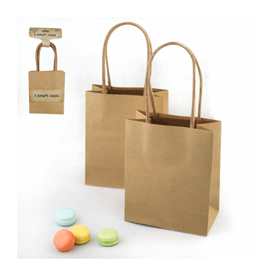 Brown Kraft Bags with Handle (Small Size) Pk 4