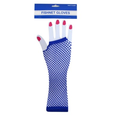 Blue Long Fishnet Gloves (1 Pair)