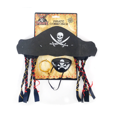 Pirate Costume Combo Pack - Hat, Earring & Eye Patch Pk 1