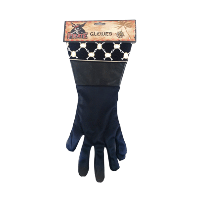 Long Black Pirate Gloves with Skulls & Crossbones (1 Pair) Pk 1