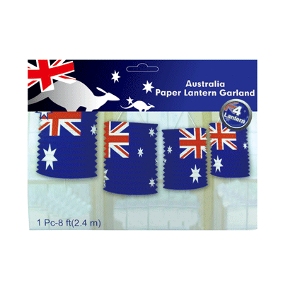 Australian Aussie Flag Lantern Garland Decoration (4 Lanterns - 2m) Pk 1