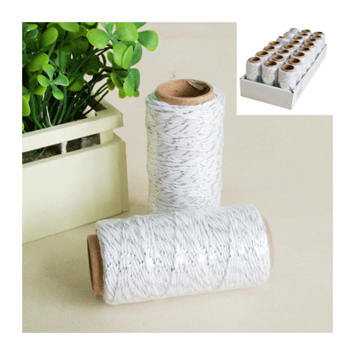 White & Metallic Silver Twine String (50m) (1 ROLL ONLY)