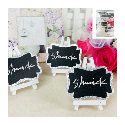 Silver Glitter Mini Blackboards with White Easels Pk 3 (Chalk Not Included)