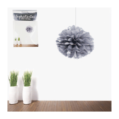 Metallic Silver Tissue Paper Pom Pom (30cm) Pk 1