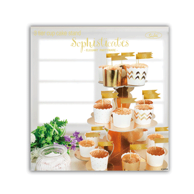 Metallic Gold Cardboard 3 Tier Cupcake Stand Pk 1