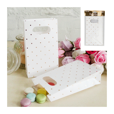 White Paper Loot Party Bags with Gold Dots (Pk 6)