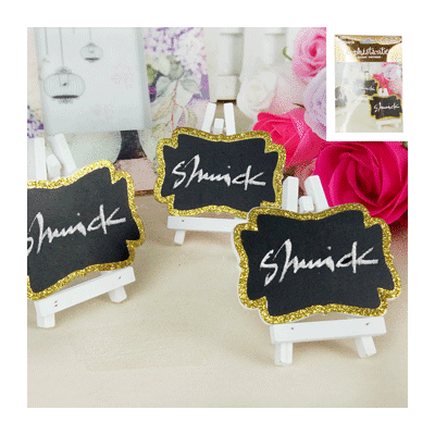 Gold Glitter Mini Blackboards with White Easels Pk 3 (Chalk Not Included)