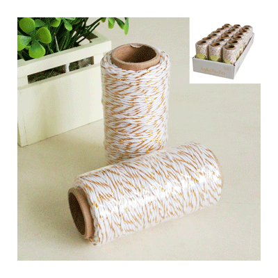 White & Metallic Gold Twine String (50m) (1 ROLL ONLY)