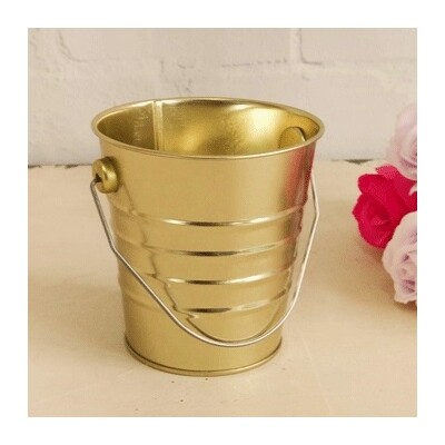 Mini Gold Metal Bucket with Gold Handle (10.5cm) Pk 1