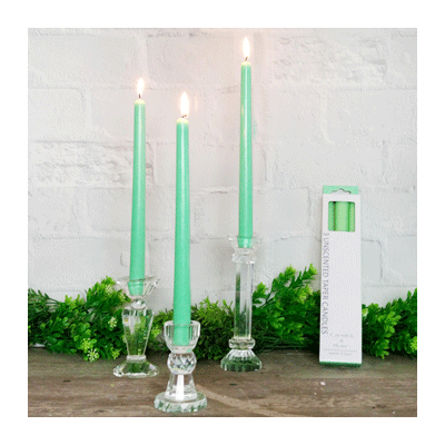 Mint Green Unscented Taper Candles Pk 3