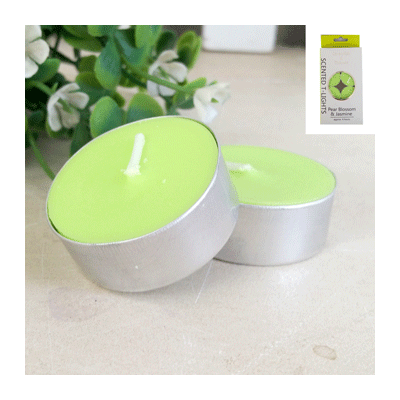 Green Pear Blossom & Jasmine Scented Candle Tealights Pk 8
