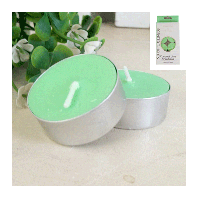 Mint Green Coconut, Lime & Verbena Scented Candle Tealights Pk 8