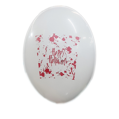 White Happy Halloween Bloody Latex Balloons (Pk 8) 