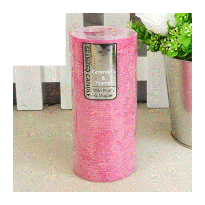 Hot Pink Peony & Muguet Scented Pillar Candle (15cm x 7cm) Pk 1