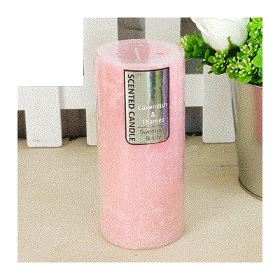 Pale Pink Sweetpea & Lily Scented Pillar Candle (15cm x 7cm) Pk 1