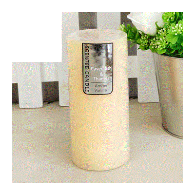 Beige Amber Vanilla Scented Pillar Candle (15cm x 7cm) Pk 1