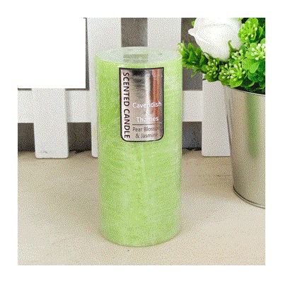 Green Pear Blossom & Jasmine Scented Pillar Candle (15cm x 7cm) Pk 10