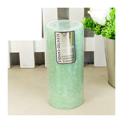 Mint Green Coconut, Lime & Verbena Scented Pillar Candle (15cm x 7cm) Pk 1