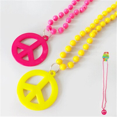 Assorted Beaded Hippie Peace Sign Necklace (Pk 2)