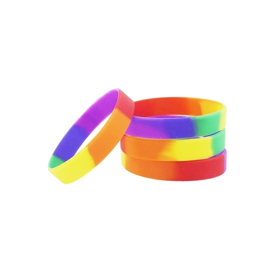 Rainbow Rubber Bracelets Wristbands (Pk 4)