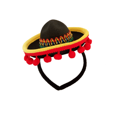 Mini Mexican Sombrero Hat on Headband Pk 1