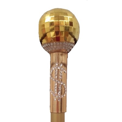 Gold Plastic Pimp Cane prop with Diamantes (88cm) Pk 1