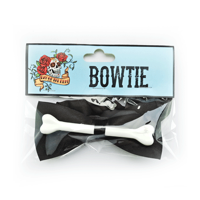 Halloween Black Bow Tie with Bone Pk 1