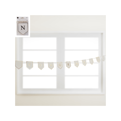 Congratulations White & Gold Mini Flag Bunting Banner Pk 1