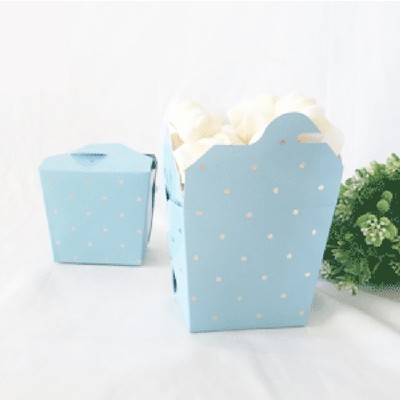 Luxe Blue Party Noodle Box with Gold Dots Pk 3