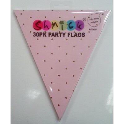 Luxe Pink & Gold Party Flags for Bunting Banner (30 Flags)