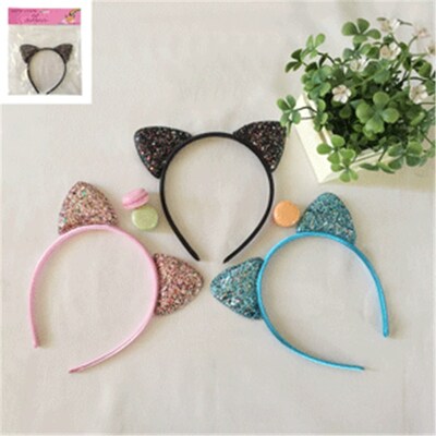 Assorted Colour Glittered Cat Ears Headband (Pk 1)