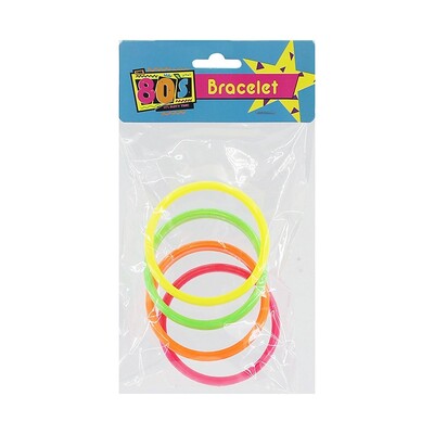1980's Bright Neon Plastic Bracelets Bangles Eighties Pk 4