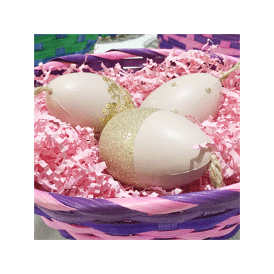 Assorted Pink & Gold Plastic Easter Egg Decoration (7cm) Pk 3