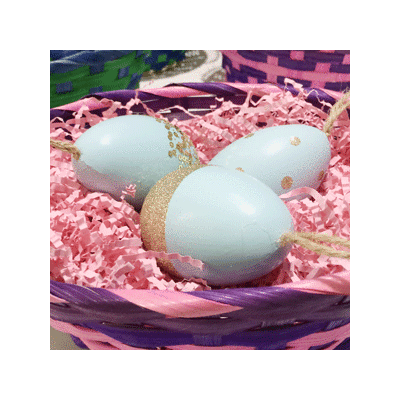 Assorted Blue & Gold Plastic Easter Egg Decoration (7cm) Pk 3