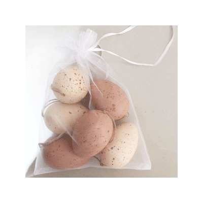 Easter Plastic Egg Decorations in Organza Bag (1 Bag of 6 Eggs)