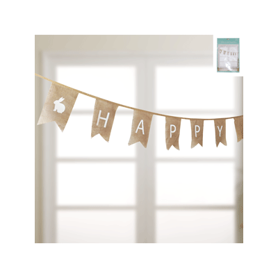 Happy Easter Natural Hessian Flag Bunting Banner Pk 1