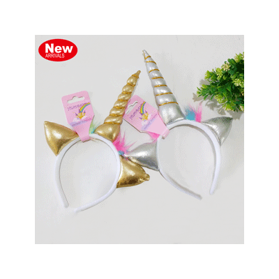 Assorted Gold or Silver Unicorn Headband Pk 2