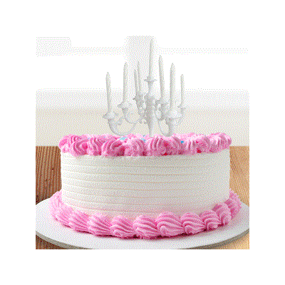 White Chandelier Cake Topper with 9 Candles Pk 1