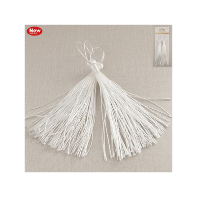 White Tassel Decorations (10cm) Pk 2