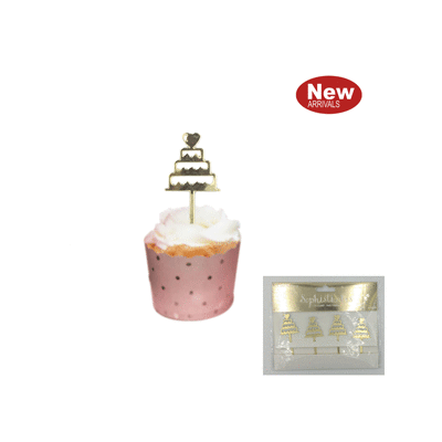 Gold Wedding Cake Cake Toppers Pk 4