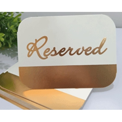 Large White & Gold Reserved Place Cards (Pk 20)