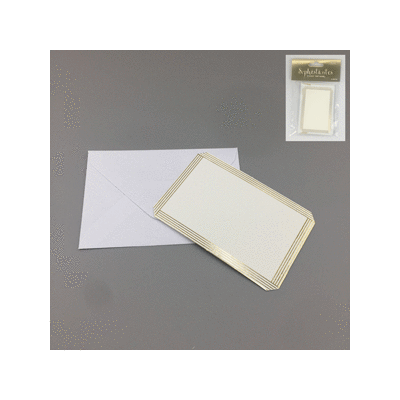 Mini Cream & Metallic Gold Blank Cards with Envelopes Pk 3