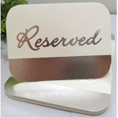 Large White & Silver Reserved Place Cards (Pk 20)