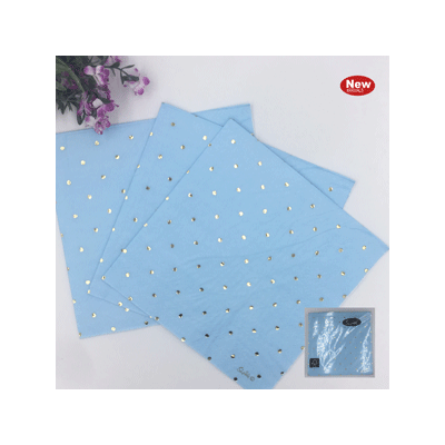 Blue 2 Ply Lunch Napkins with Gold Dots Pk 20