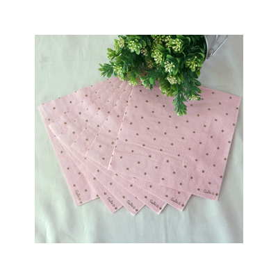 Pink 3 Ply Lunch Napkins with Gold Dots Pk 20