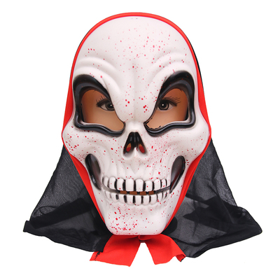 Halloween Full Face Blood Splattered Skeleton Mask with Hood Pk 1