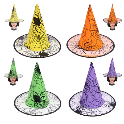 Assorted Halloween Spider Web Witch Hat Pk 1 (1 HAT ONLY)
