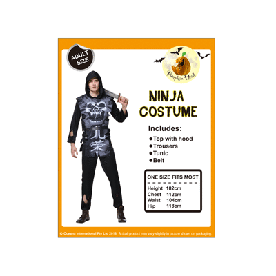 Adult Ninja Halloween Costume (One Size Fits Most) Pk 1