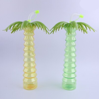 Plastic Palm Tree Yard Cup with Plastic Straw Pk 1 (1 CUP WITH STRAW ONLY)