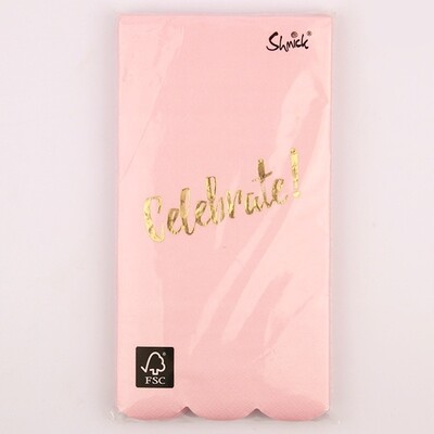 Luxe Pink & Gold Celebrate 3 Ply Lunch Napkins Pk 15